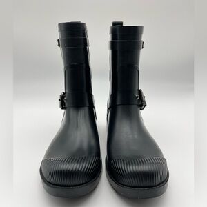 Coach Lester Shiny Rubber Black Boots